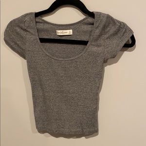 Grey Scoop Neck Crop top